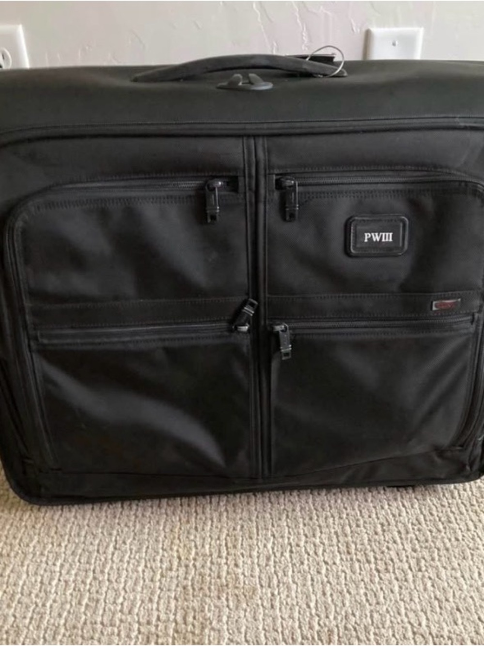 Tumi Black PWII Men's Travel Garment Bag with Multiple Front Pockets